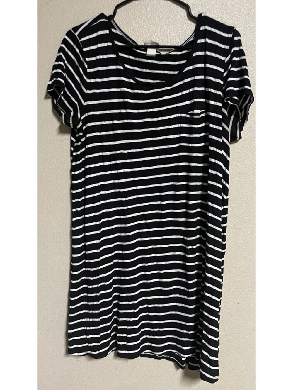 Plus Size Tee Shirt Dresses Mossimo 2XL XXL Black White Stripe Short Sleeve